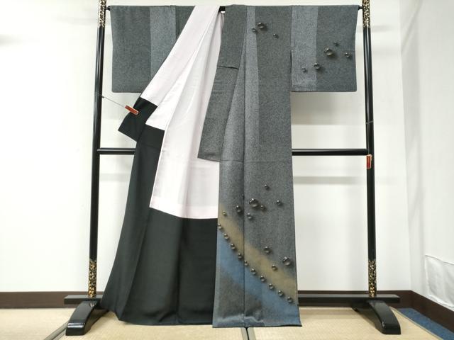 平和屋着物●染色作家 青木龍雲 訪問着 水玉 たたき染め 正絹 逸品 CABI2337yc