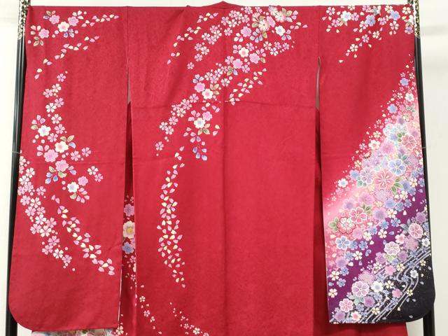 平和屋着物●豪華振袖 雪輪牡丹舞桜文 暈し染め 金彩 正絹 逸品 CABI2344yc