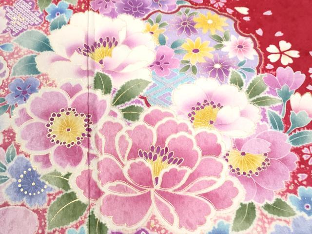 平和屋着物●豪華振袖 雪輪牡丹舞桜文 暈し染め 金彩 正絹 逸品 CABI2344yc