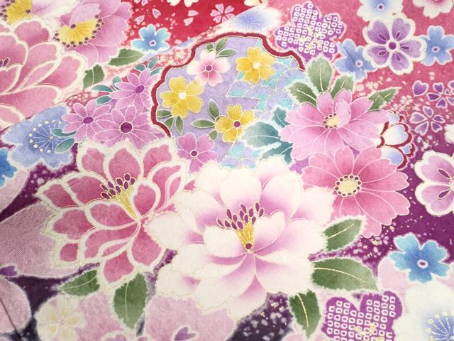 平和屋着物●豪華振袖 雪輪牡丹舞桜文 暈し染め 金彩 正絹 逸品 CABI2344yc