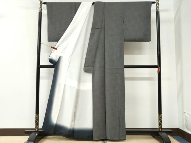 平和屋着物●江戸小紋 古都の宴 鮫小紋柄 黒地 反端付き 正絹 逸品 未使用 CABI2347yc
