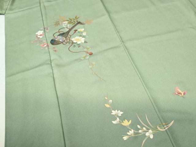 平和屋着物●訪問着 琵琶 でんでん太鼓 草花文 暈し染め 金彩 正絹 逸品 CABI2351yc