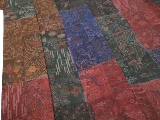 平和屋着物●上質な小紋 吉祥花鳥文 鬼しぼ縮緬 正絹 逸品 CABI2352yc