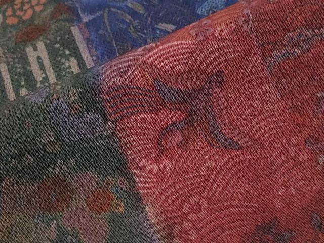 平和屋着物●上質な小紋 吉祥花鳥文 鬼しぼ縮緬 正絹 逸品 CABI2352yc