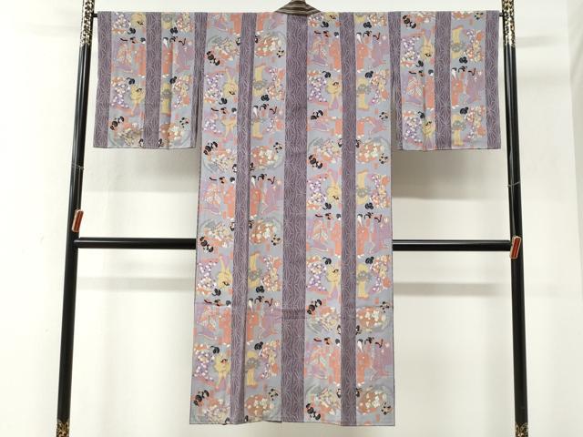 平和屋着物●長襦袢 無双仕立て 麻の葉人物間道 やまと誂製 正絹 逸品 未使用 CABI2357yc