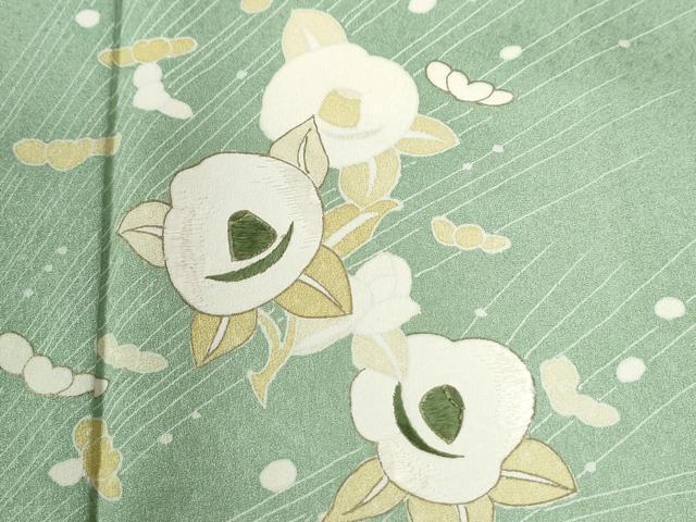 平和屋着物●訪問着 刺繍 椿 金彩 正絹 逸品 CABI2358yc