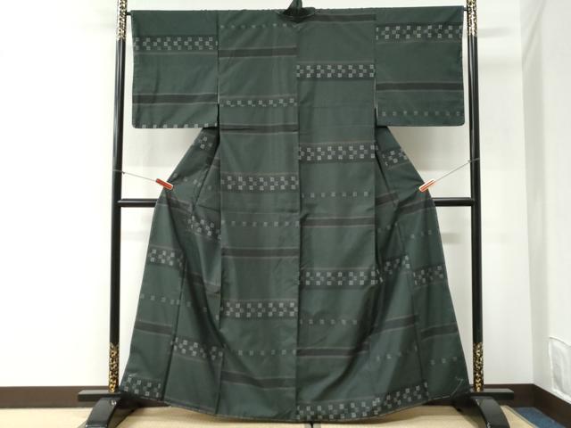 平和屋着物●上質な紬 横段吉祥文 正絹 逸品 未使用 CABI2359yc