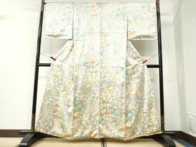 平和屋着物●上質な小紋 草花文 正絹 逸品 未使用 CABI2360yc