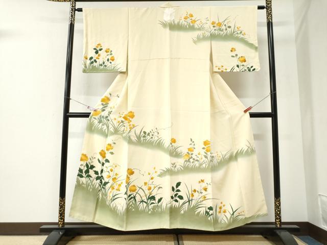 平和屋着物●訪問着 草花文 暈し染め 金彩 正絹 逸品 未使用 CABI2361yc