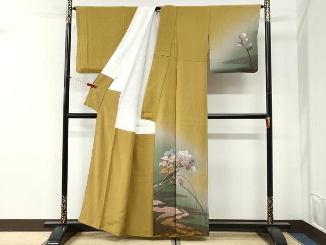 平和屋着物●訪問着 霞枝牡丹 暈し染め 銀彩 正絹 逸品 CABI2368yc