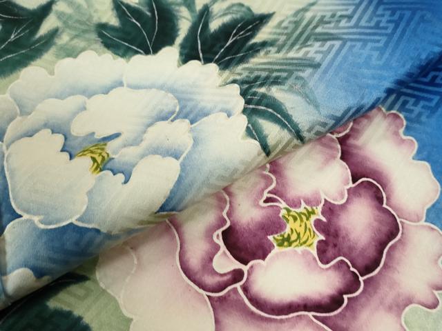 平和屋着物●アンティーク 大正ロマン 色留袖 牡丹 暈し染め 正絹 逸品 CABI2369yc