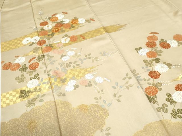 平和屋着物●訪問着 駒刺繍 霞枝菊文 金彩 正絹 逸品 CABI2374yc