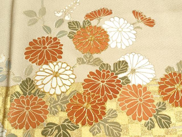 平和屋着物●訪問着 駒刺繍 霞枝菊文 金彩 正絹 逸品 CABI2374yc