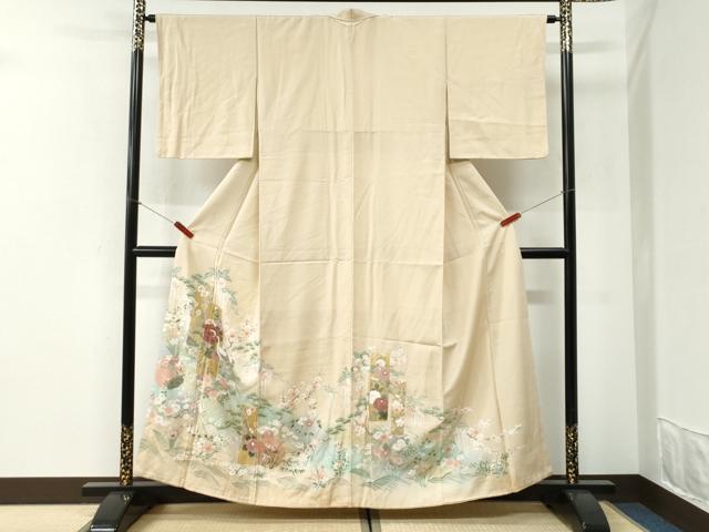 平和屋着物●豪華色留袖 駒刺繍 短冊群鶴浜松花文 暈し染め 金彩 正絹 逸品 CABI2378yc