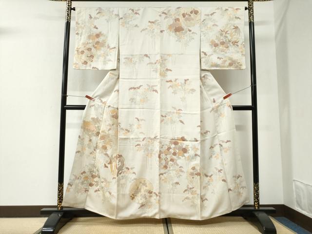平和屋着物●創業460年・千總 訪問着 駒刺繍 雪輪草花文 金彩 三越扱い 正絹 逸品 CABI2389yc