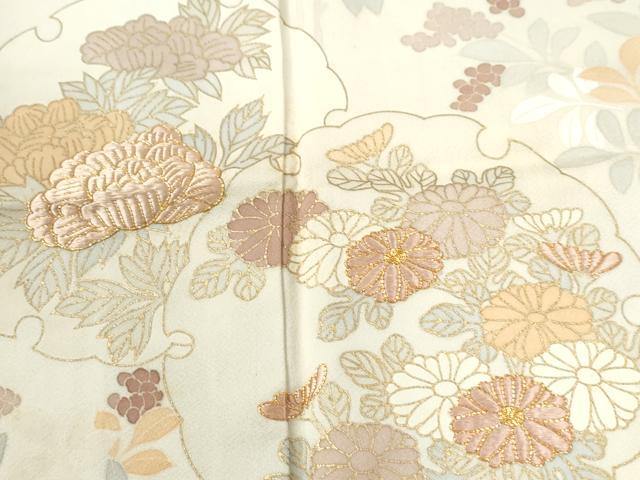 平和屋着物●創業460年・千總 訪問着 駒刺繍 雪輪草花文 金彩 三越扱い 正絹 逸品 CABI2389yc
