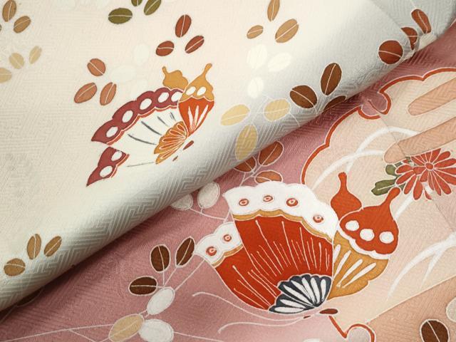 平和屋着物●訪問着 駒刺繍 雪輪花蝶文 暈し染め 金彩 正絹 逸品 CABI2391yc