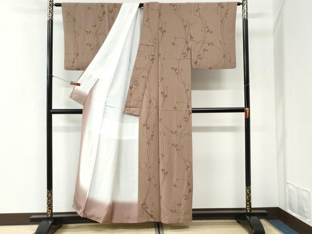 平和屋着物●上質な小紋 南天蔦の葉シルエット 正絹 逸品 CABI2395yc