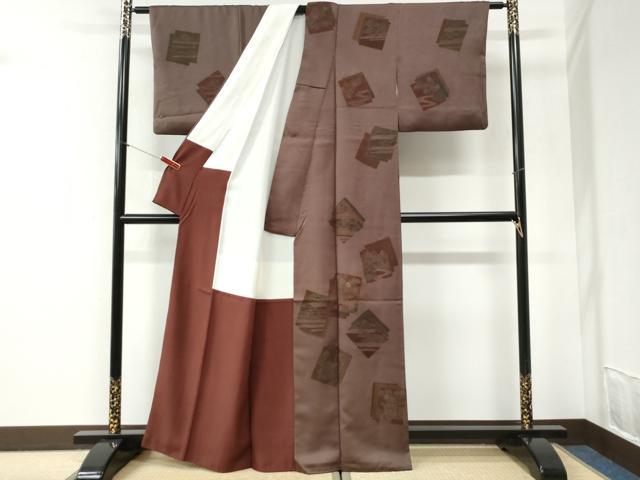 平和屋着物●訪問着 刺繍 色紙重ね草花文 正絹 逸品 CABI2407yc