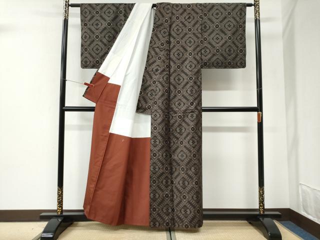 平和屋着物●本場大島紬 龍郷絣 正絹 逸品 未使用 CABI2412yc