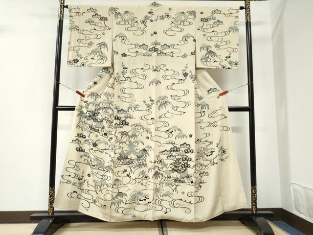 平和屋着物●訪問着 型染め 御所解松竹梅 正絹 逸品 CABI2424yc