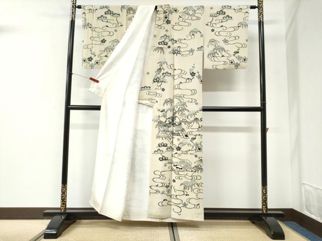 平和屋着物●訪問着 型染め 御所解松竹梅 正絹 逸品 CABI2424yc