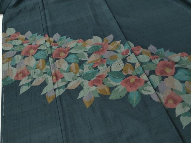 平和屋着物●訪問着 紬地 椿 正絹 逸品 未使用 CABI2428yc