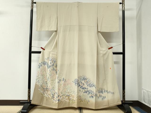 平和屋着物●本加賀友禅作家 茶谷孝志 色留袖 樹林枝梅花文 暈し染め 正絹 逸品 CABI2432yc