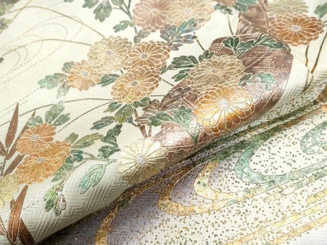 平和屋着物●色留訪問着 作家物 流水舟菊花文 暈し染め 金彩 正絹 逸品 CABI2436yc