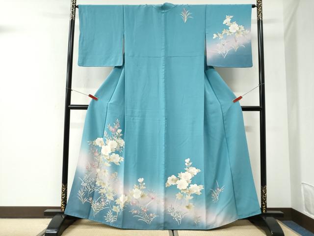 平和屋着物○訪問着 手描き 草花文 暈し染め 正絹 逸品 CABI2441yc