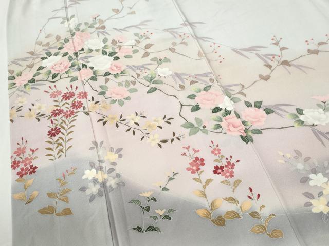 平和屋着物●訪問着 友禅 枝花文 暈し染め 正絹 逸品 CABI2444yc