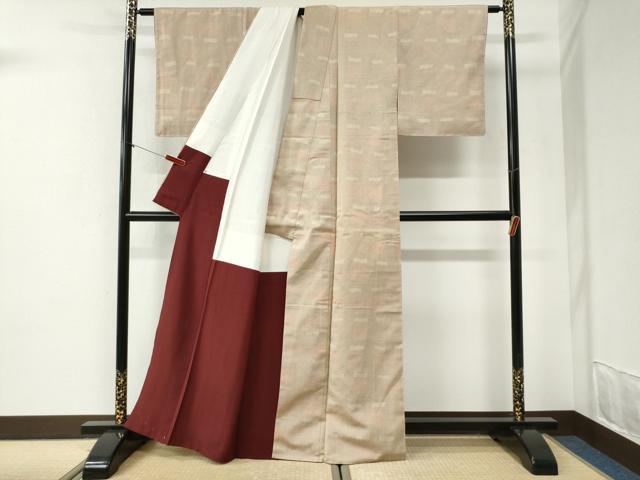 平和屋着物●本塩沢 色紙吉祥文 正絹 逸品 CABI2448yc