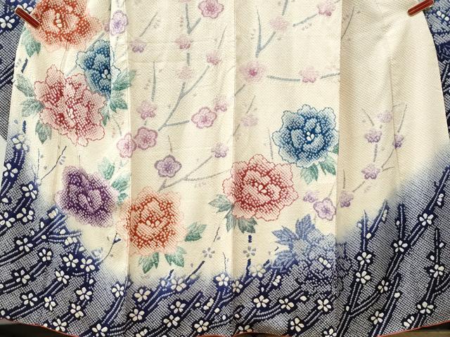 平和屋着物●豪華振袖 総絞り 牡丹枝梅文 暈し染め 正絹 逸品 CABI2449yc