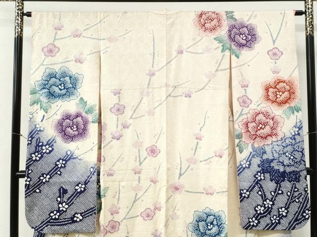 平和屋着物●豪華振袖 総絞り 牡丹枝梅文 暈し染め 正絹 逸品 CABI2449yc