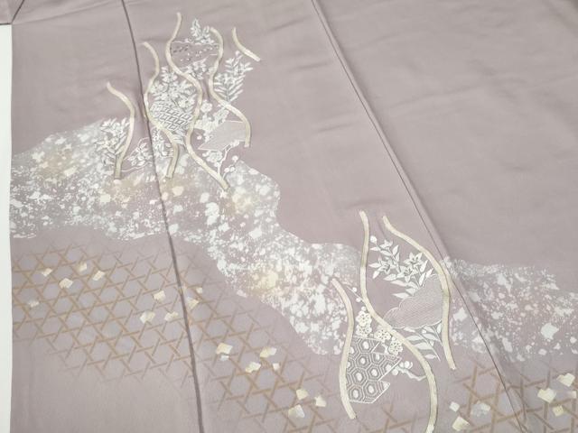 平和屋着物●訪問着 駒刺繍 立涌網目草花文 金銀彩 正絹 逸品 CABI2452yc