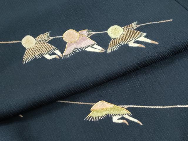 平和屋着物●訪問着 作家物 駒刺繍 竹屋町刺繍 人物文 金糸 正絹 逸品 CABI2454yc