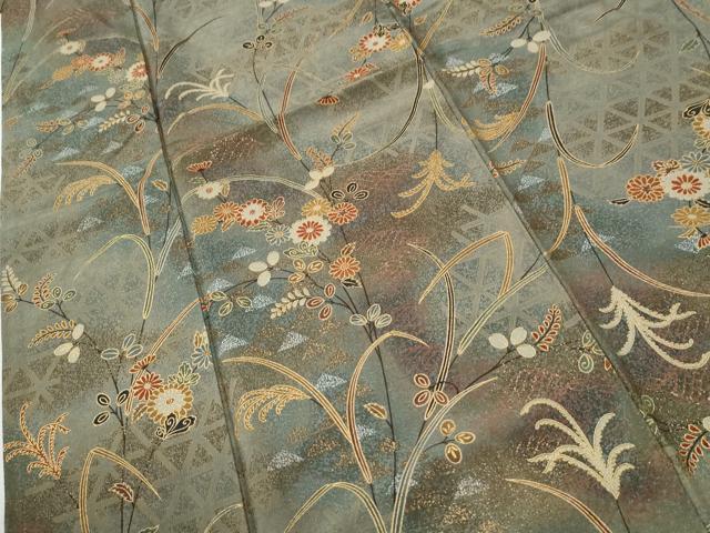平和屋着物●上質な小紋 網目菊花文 金銀彩 正絹 逸品 CABI2455yc