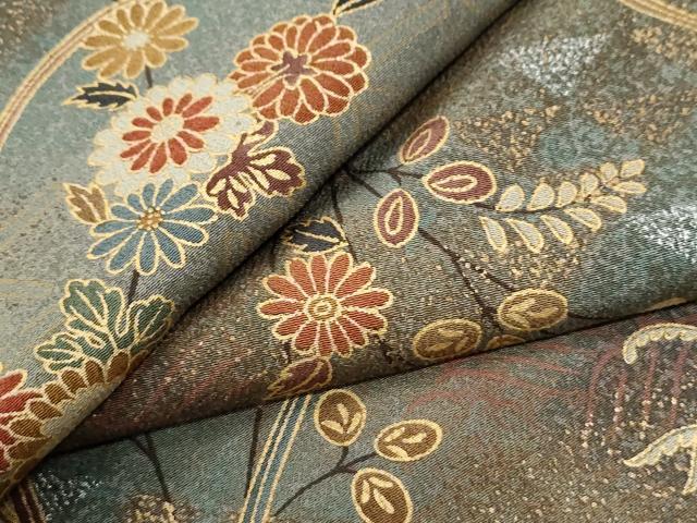 平和屋着物●上質な小紋 網目菊花文 金銀彩 正絹 逸品 CABI2455yc