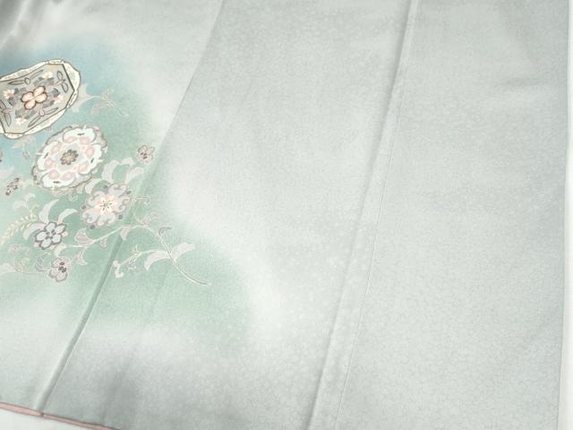 平和屋着物●訪問着 駒刺繍 花鳥唐草文 暈し染め 金彩 正絹 逸品 CABI2464yc