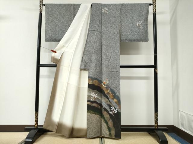 平和屋着物●訪問着 刺繍 雪輪枝花文 たたき染め 金彩 正絹 逸品 未使用 CABI2471yc