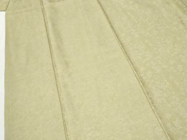 平和屋着物●中井淳夫 小紋 草花文 抹茶色 正絹 逸品 CABI2476yc