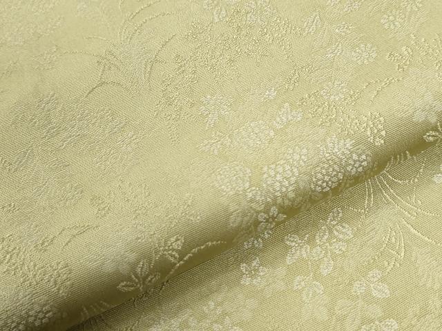 平和屋着物●中井淳夫 小紋 草花文 抹茶色 正絹 逸品 CABI2476yc