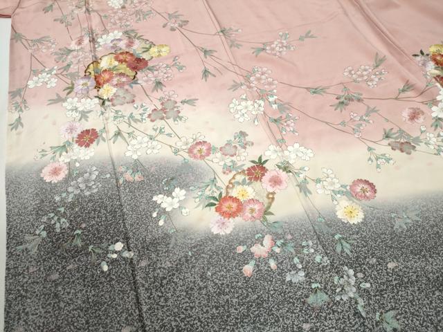 平和屋着物●英王室献上友禅作家 木下勝功 訪問着 駒刺繍 雪輪枝花文 暈し染め 金彩 正絹 逸品 CABI2489yc