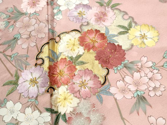 平和屋着物●英王室献上友禅作家 木下勝功 訪問着 駒刺繍 雪輪枝花文 暈し染め 金彩 正絹 逸品 CABI2489yc