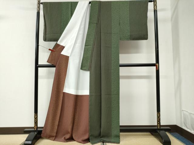 平和屋着物●上質な小紋 縞 舞桜文 正絹 逸品 未使用 CABI2493yc