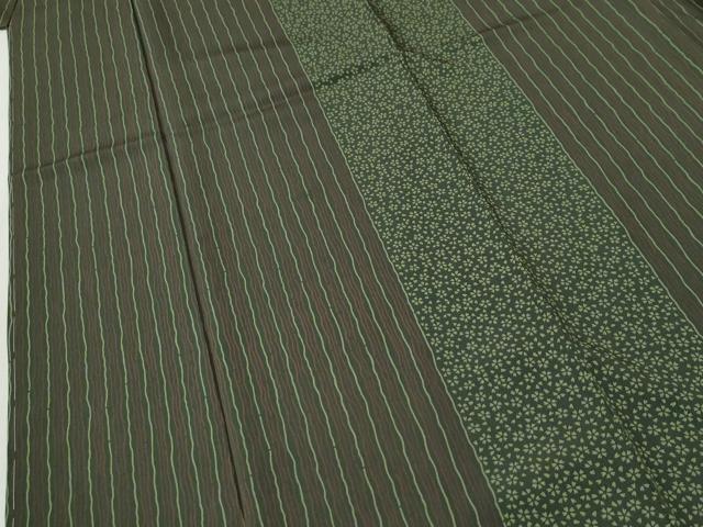 平和屋着物●上質な小紋 縞 舞桜文 正絹 逸品 未使用 CABI2493yc