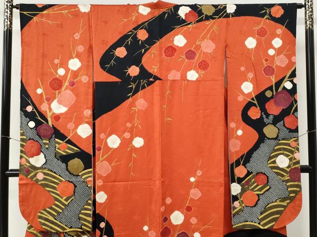 平和屋着物●豪華振袖 枝梅文 金彩 正絹 逸品 CABI2494yc