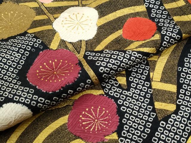 平和屋着物●豪華振袖 枝梅文 金彩 正絹 逸品 CABI2494yc