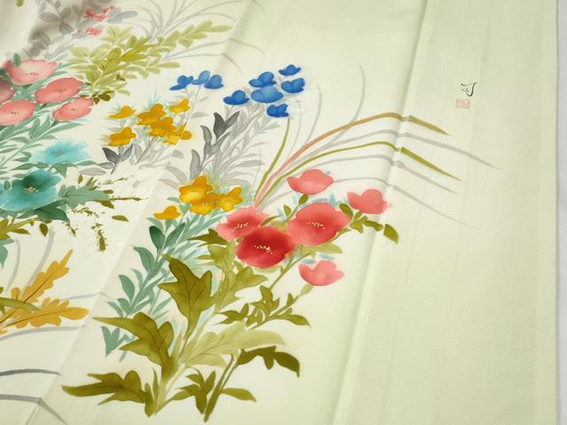 平和屋着物●豪華振袖 友禅 作家物 草花文 暈し染め 金彩 正絹 逸品 CABI2495yc