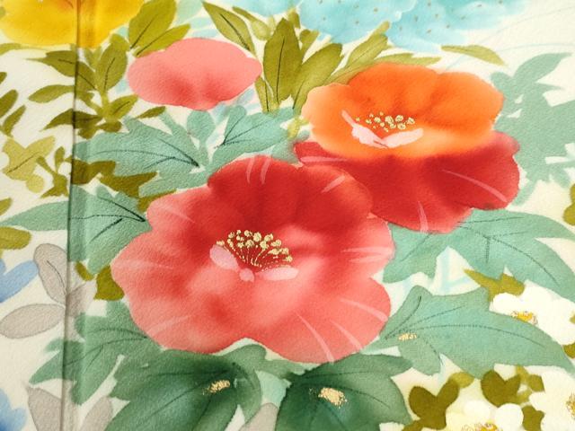 平和屋着物●豪華振袖 友禅 作家物 草花文 暈し染め 金彩 正絹 逸品 CABI2495yc